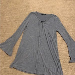 Blue dress with bell sleeves
